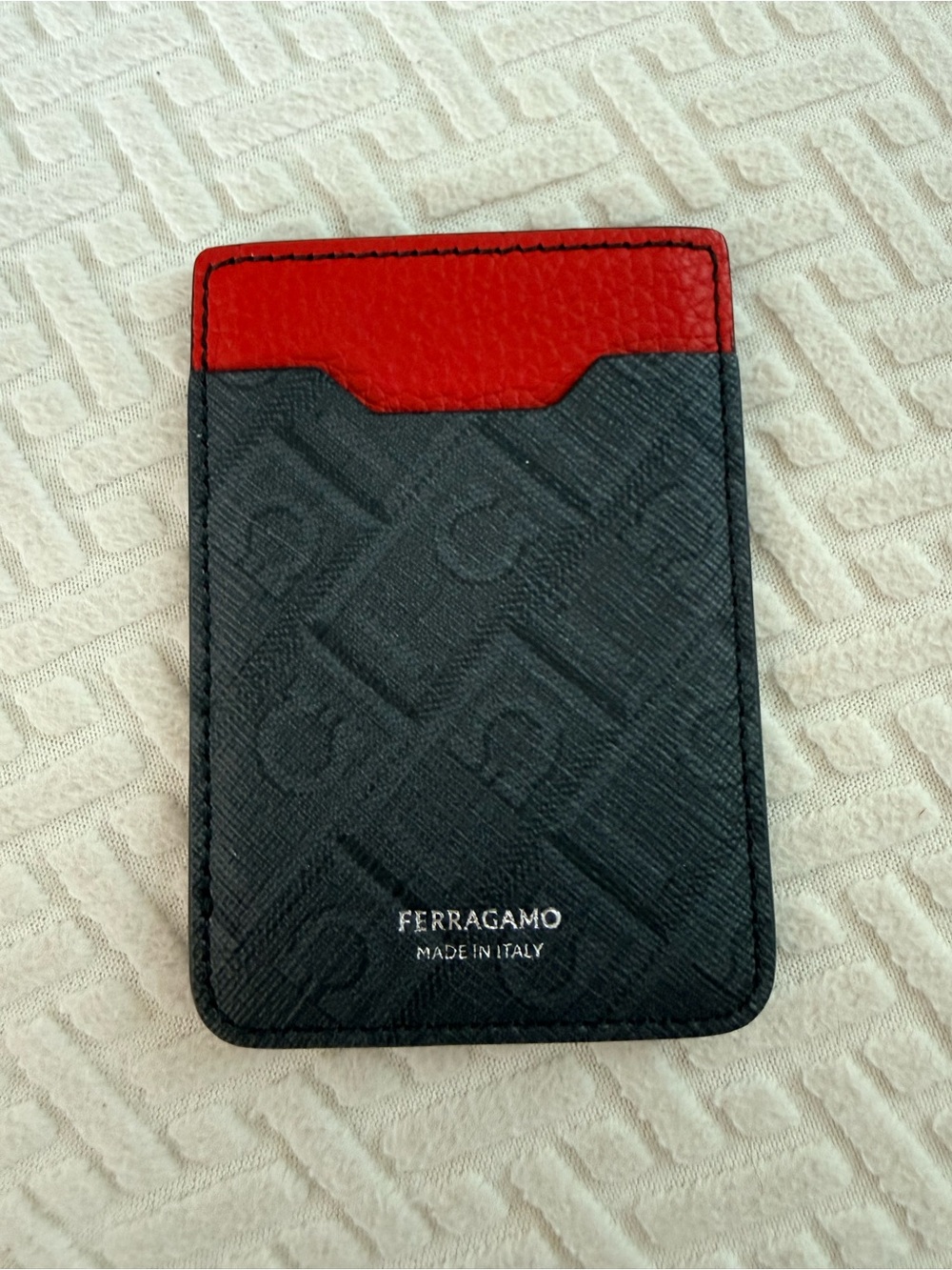 Salvatore Ferragamo Black and Red Leather Card Holder